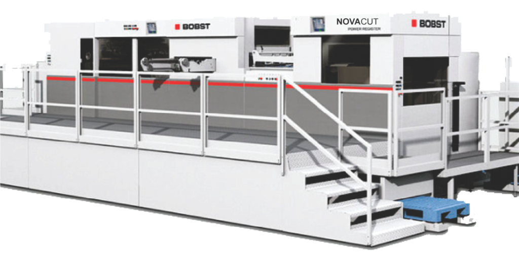 Bobst Automatic die cutter:- Size: 74x106cm ; Speed: 7,500 sheets per hour